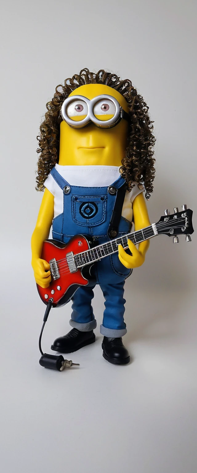 Cartoon minion rock band playing metal on stage