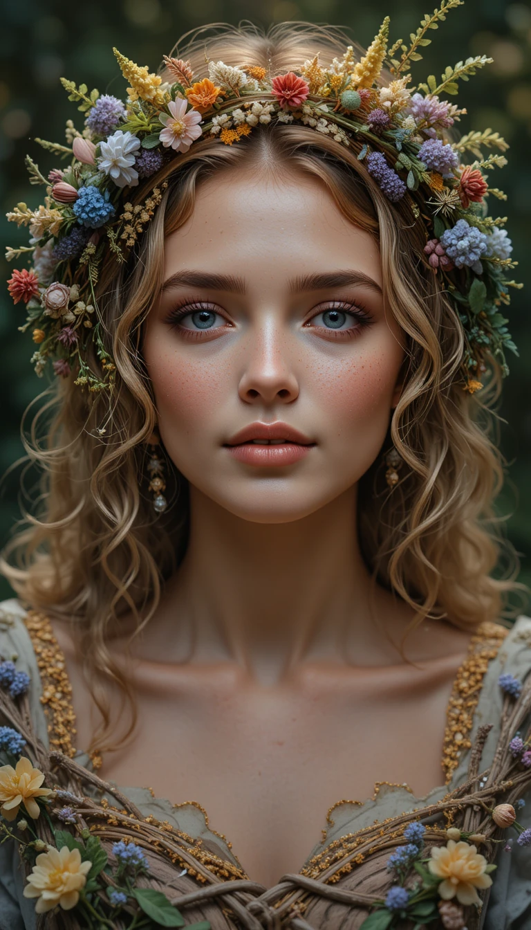 Young woman greeting the sunrise on Midsummer morning