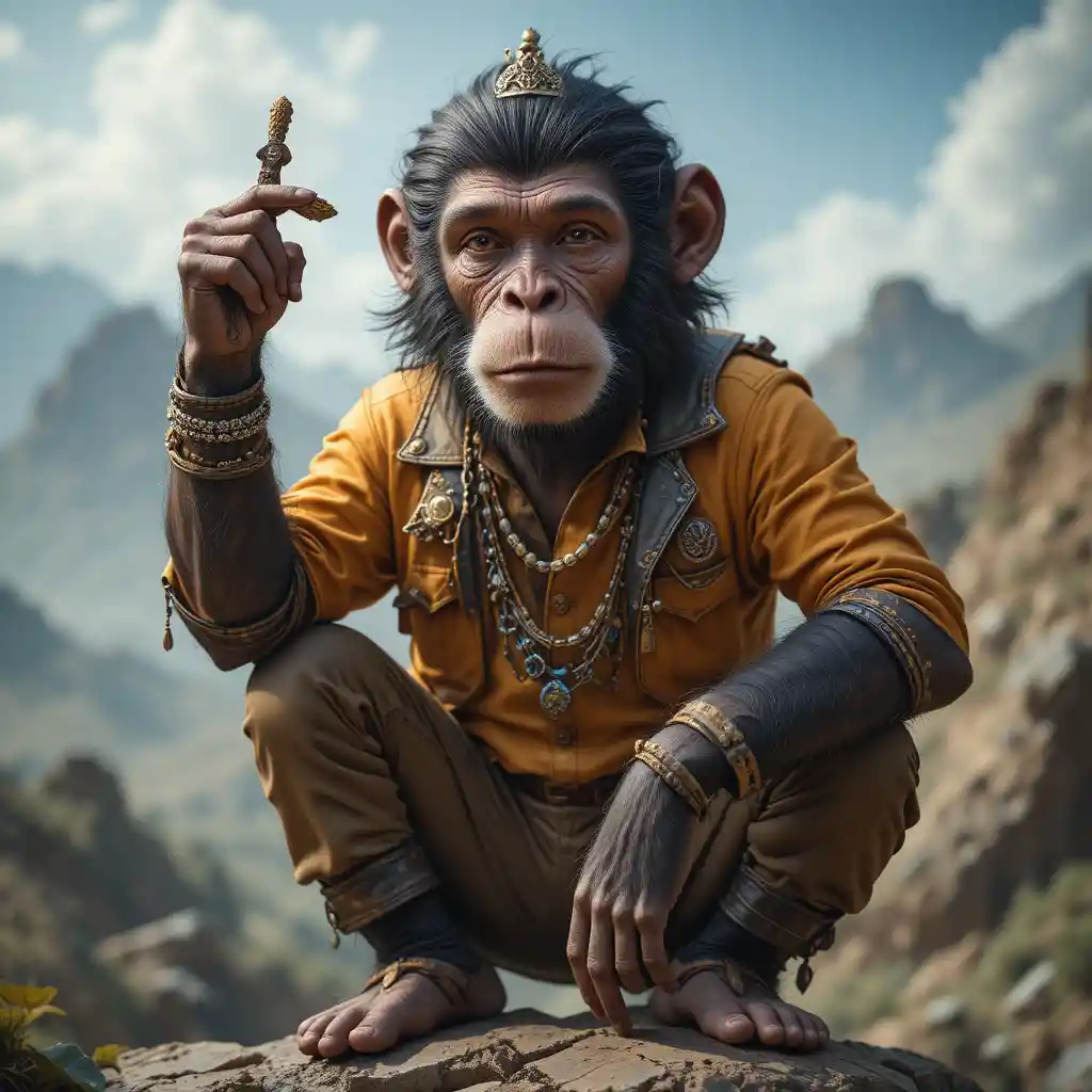 Stylish monkey stepping into the urban fashion world