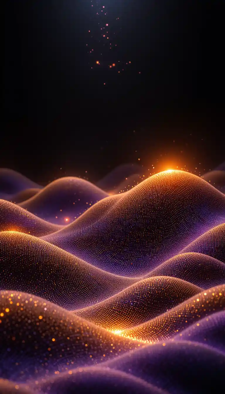 Onde dinamiche a griglia 3D con particelle luminose nell’oscurità