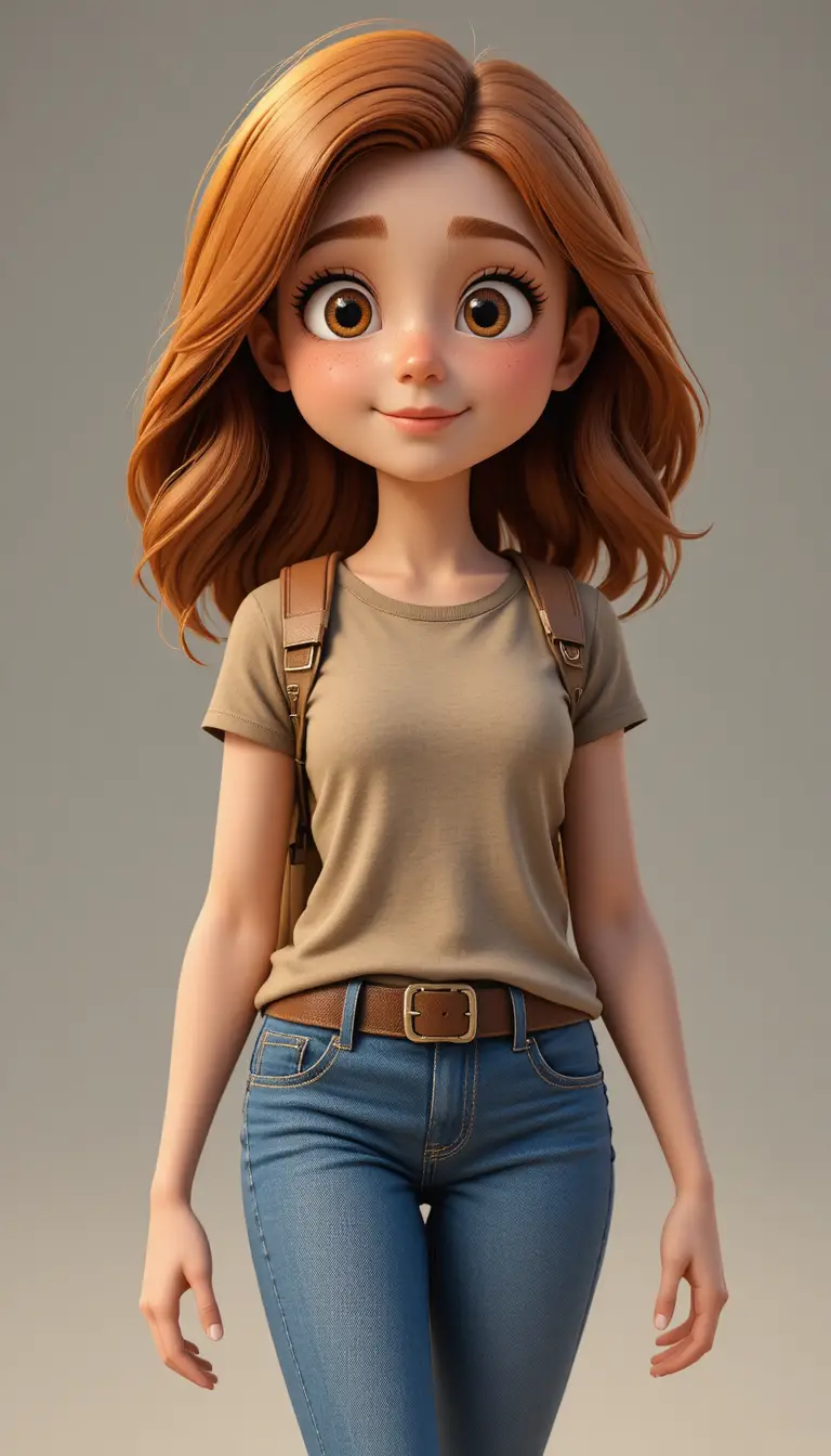 Stylized 3D full body young female explorer character