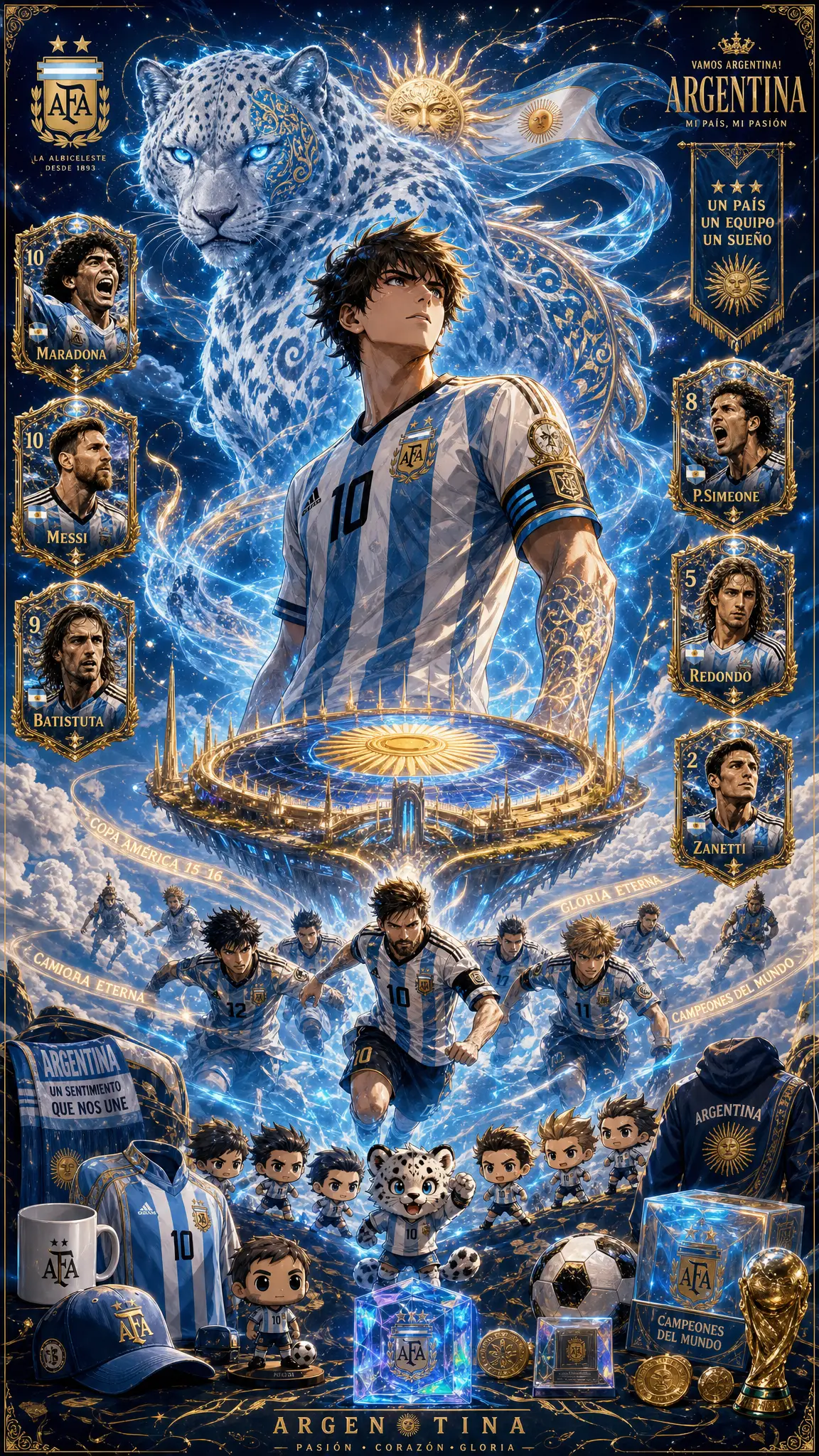 Heroic captain and spirit guardian in celestial football arena