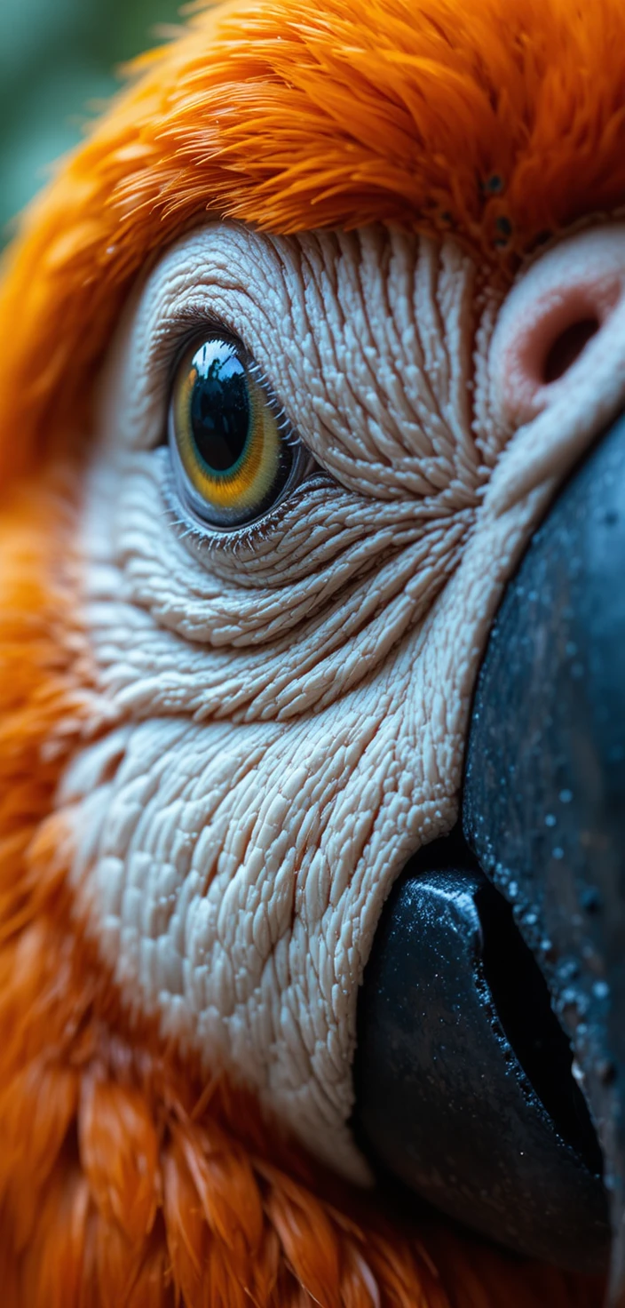 Close up digital painting of a parrot head