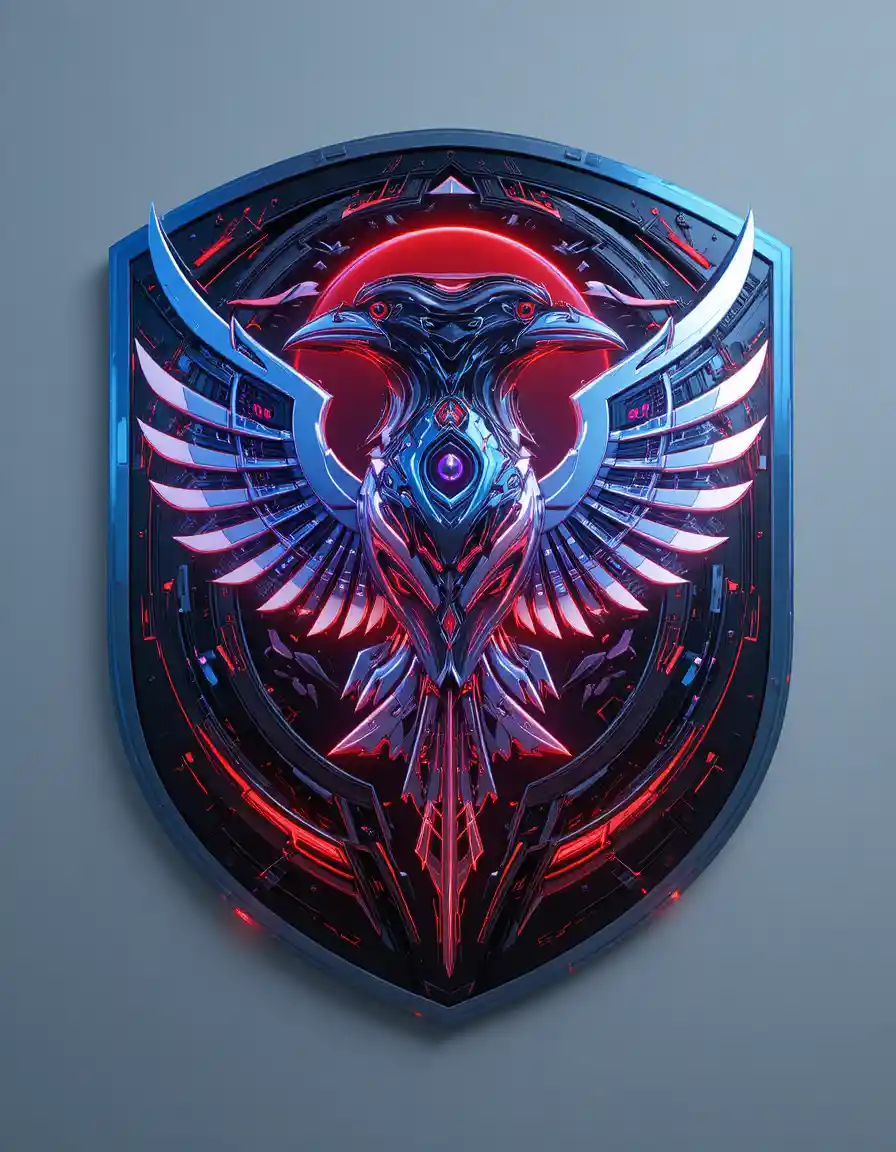 Futuristic Cybernetic Raven Emblem For Japan World Cup Team