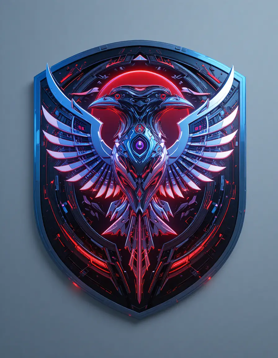 Emblème Futuriste de Corbeau Cybernétique pour l’Équipe du Japon à la Coupe du Monde