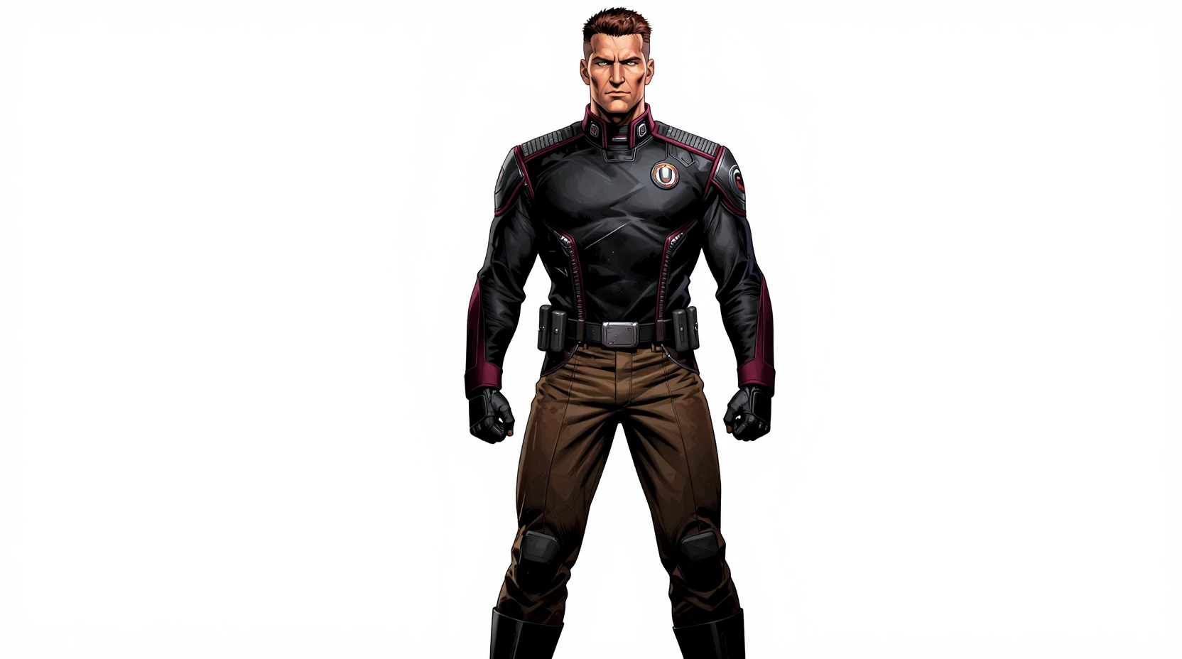 Alien starship security chief in futuristic uniform