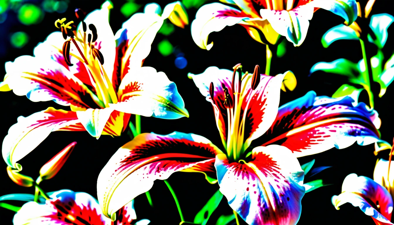 Macro close up of pink double oriental lilies in bloom
