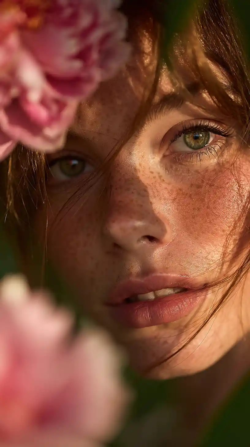 Portrait d’une jeune femme dans un jardin botanique luxuriant