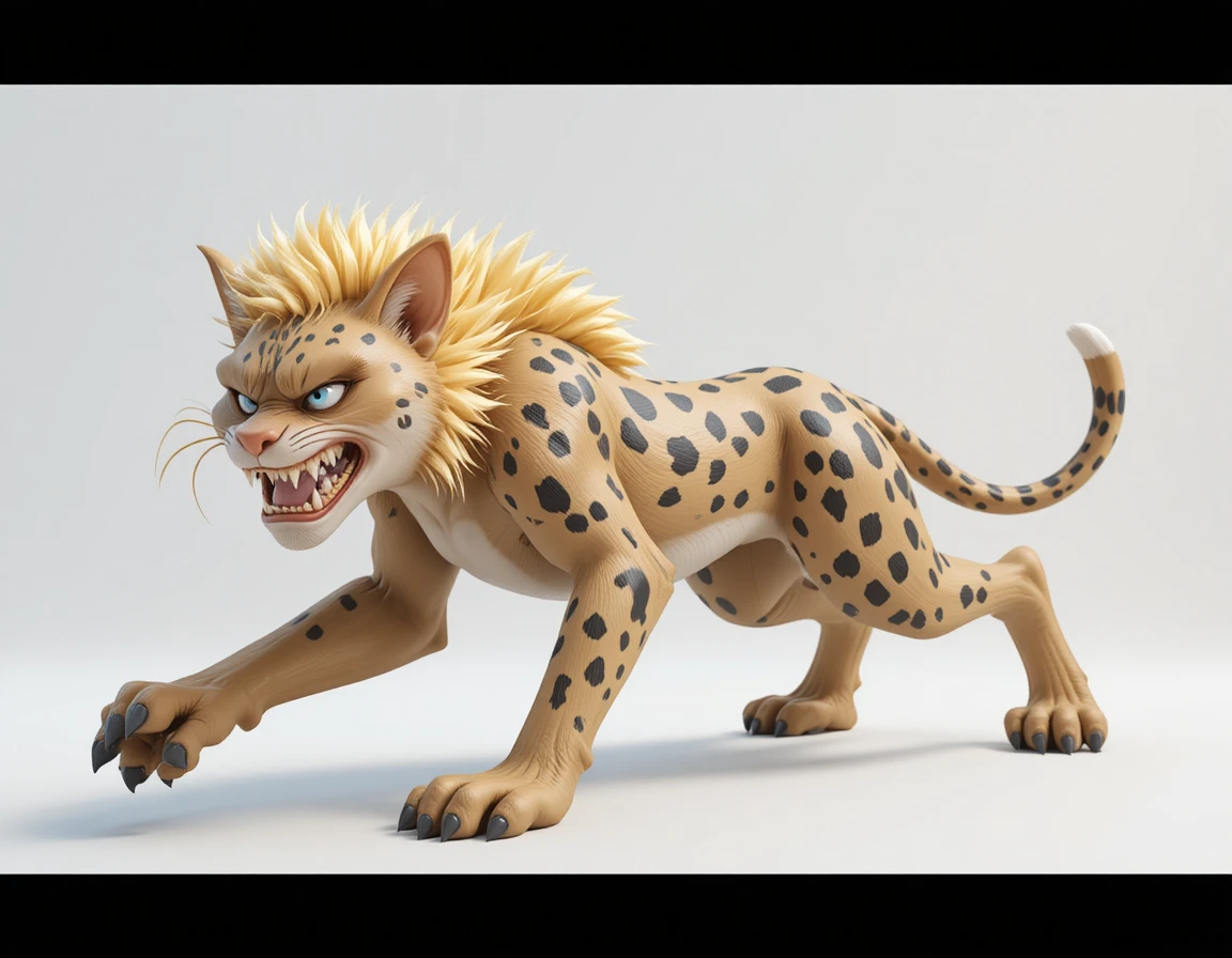 Stylized saber toothed cat in dynamic 3D running pose
