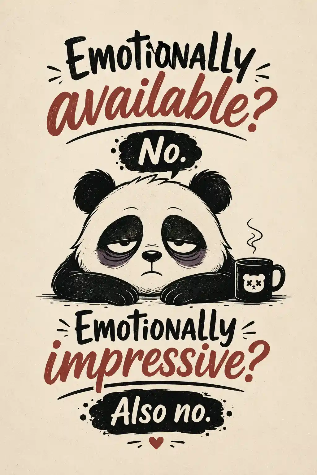 Sleepy cartoon panda with sarcastic quote t shirt design