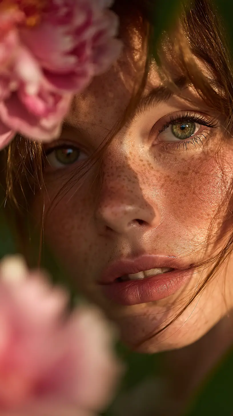 Young woman portrait in a lush botanical garden