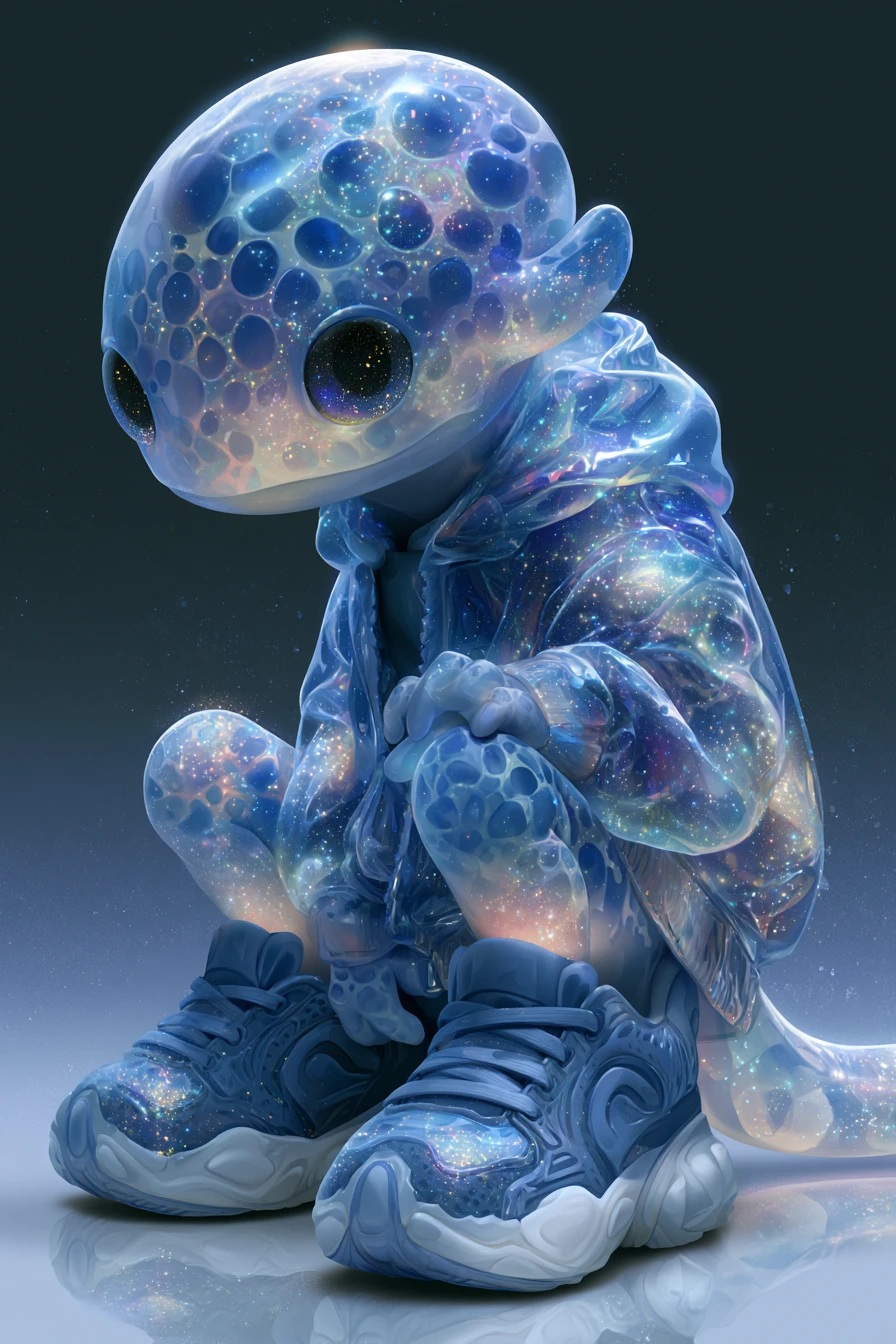 Opalescent Alien Creature With Luminous Pearlescent Details