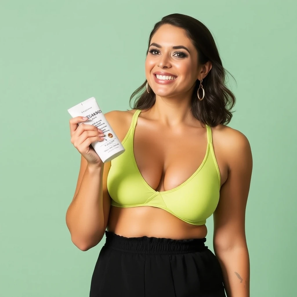 Confident woman promoting inclusive body care self acceptance
