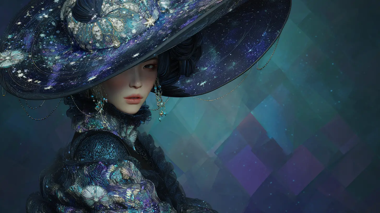 Mystical Japanese Witch In Celestial Street Luxury Fashion