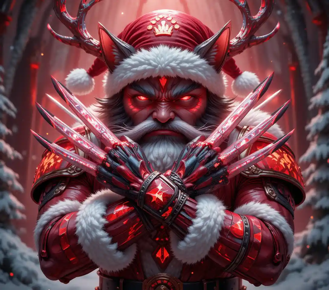 Close up crystal tabby cat warrior with glowing claws