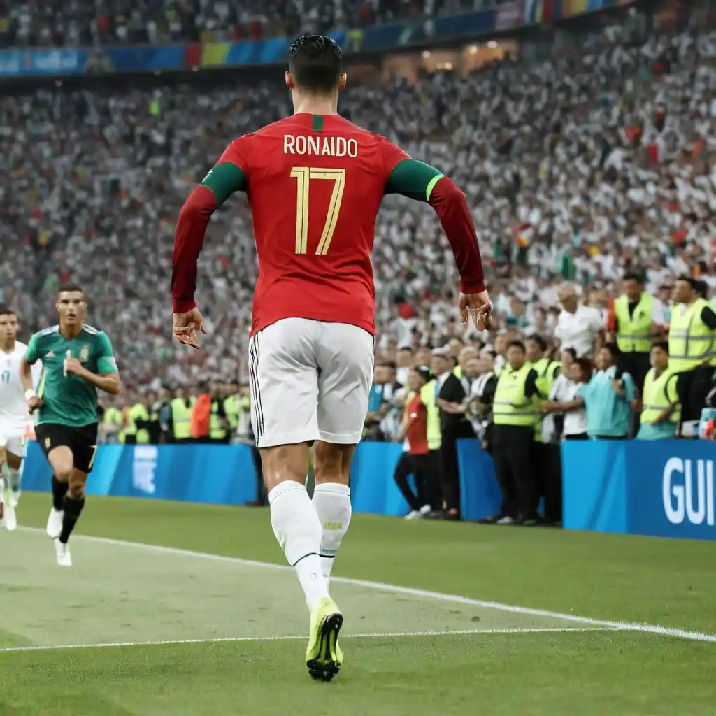 Floating soccer jersey chased by a crowd of fans
