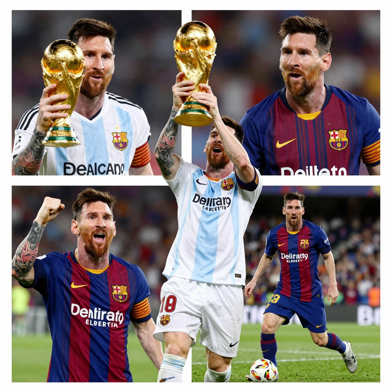 ワールドカップのトロフィーを掲げて優勝を喜ぶサッカー王者