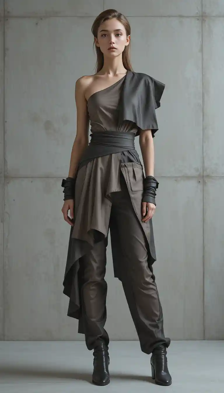 Avant garde fashion model in minimalist studio portrait