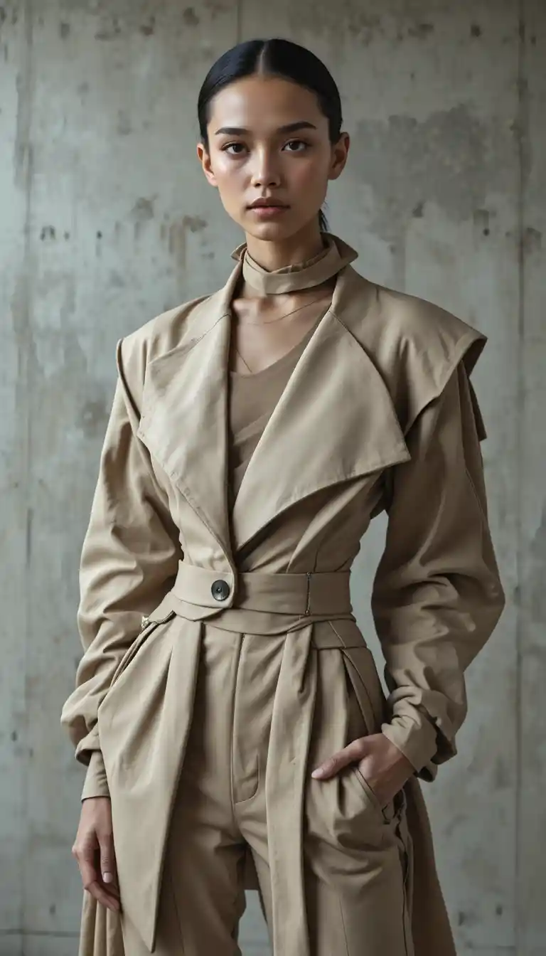 Avant garde fashion model in minimalist studio portrait