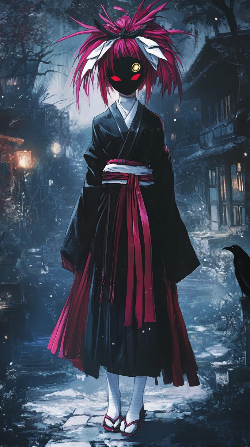 Fantasy girl in black mask with crystal adorned coat