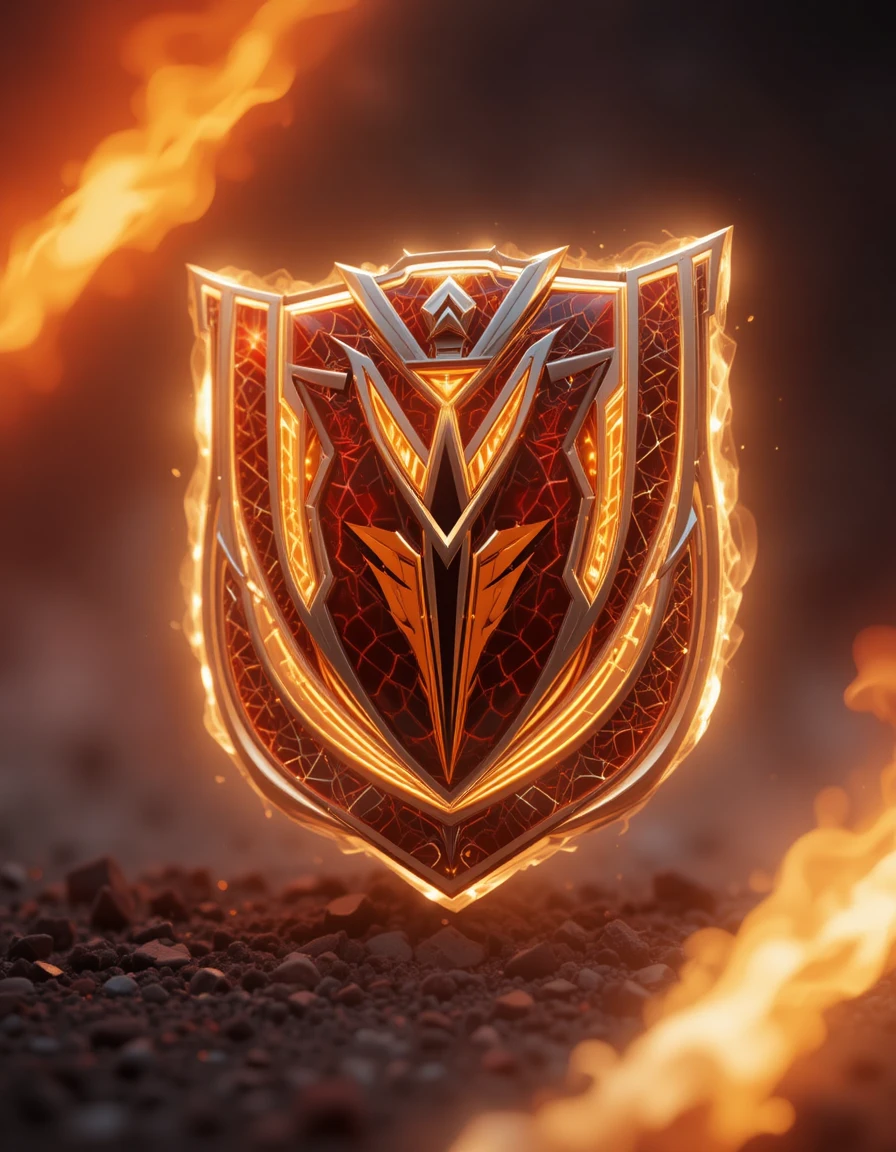 Futuristic Spanish soccer crest with glowing red and gold