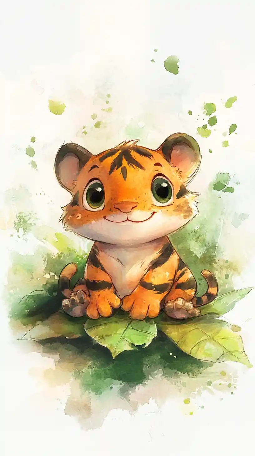 Baby tiger frog hybrid resting quietly on a green leaf