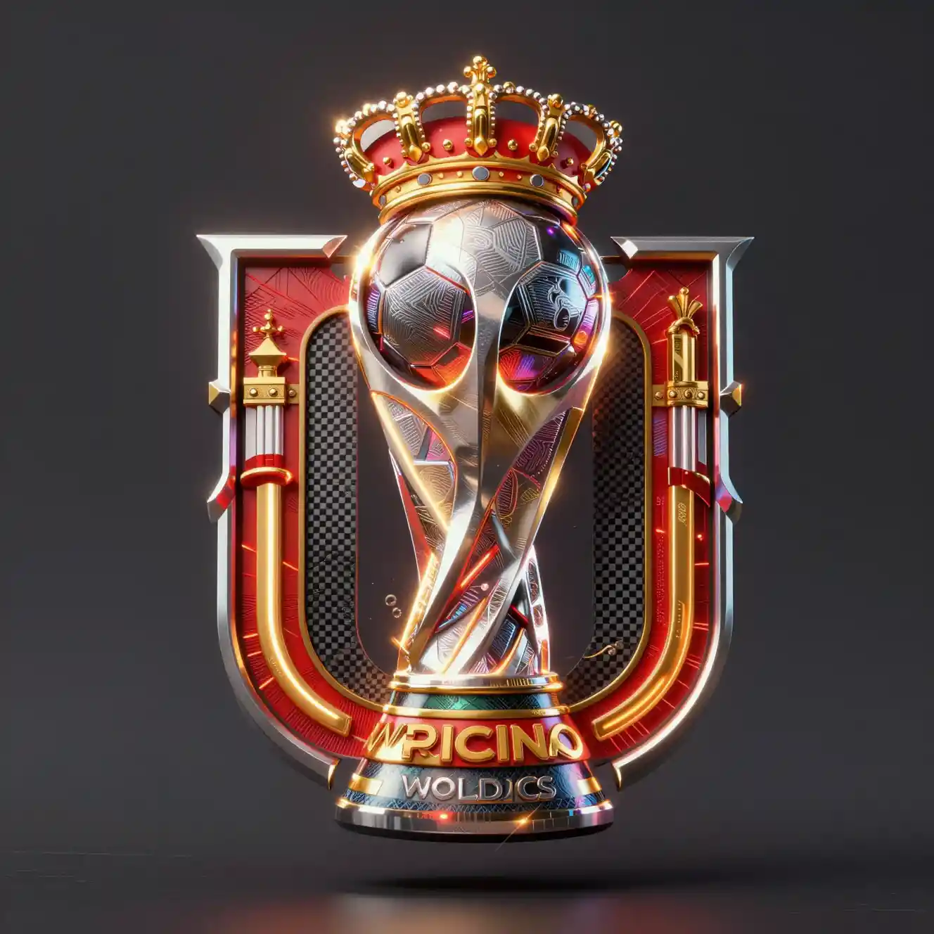 Futuristic red and gold crest logo for Spanish soccer