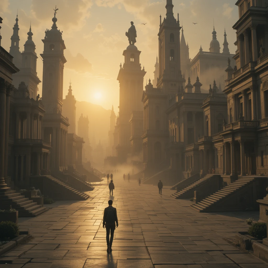 Surreal monumental city of impossible metaphysical architecture