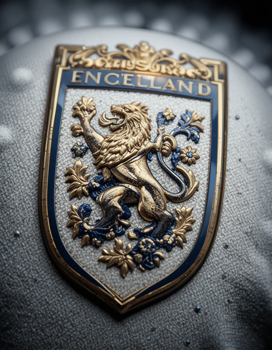 Retro three lions soccer emblem with gold and blue details