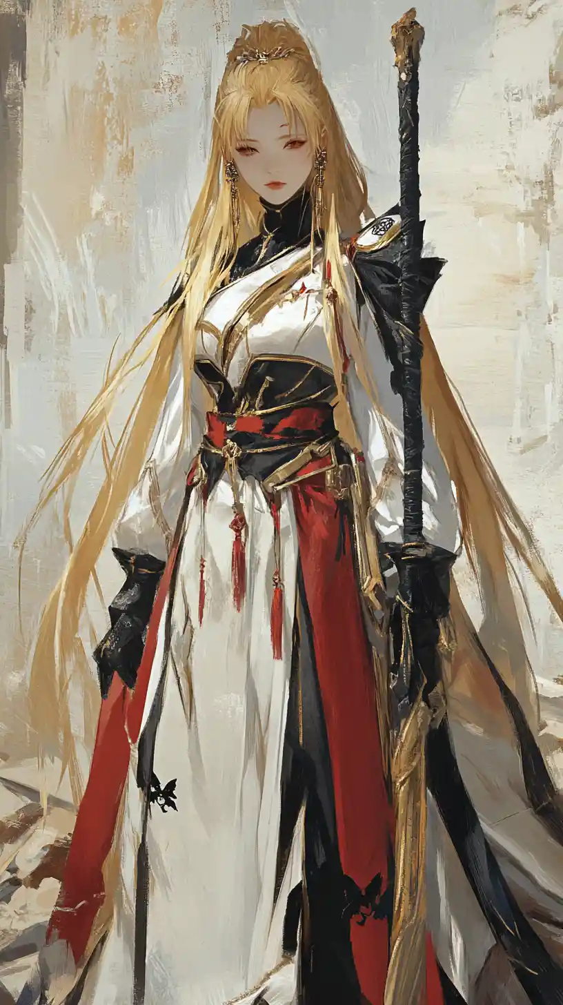 Battle scythe in sandy ancient ruins with anime style