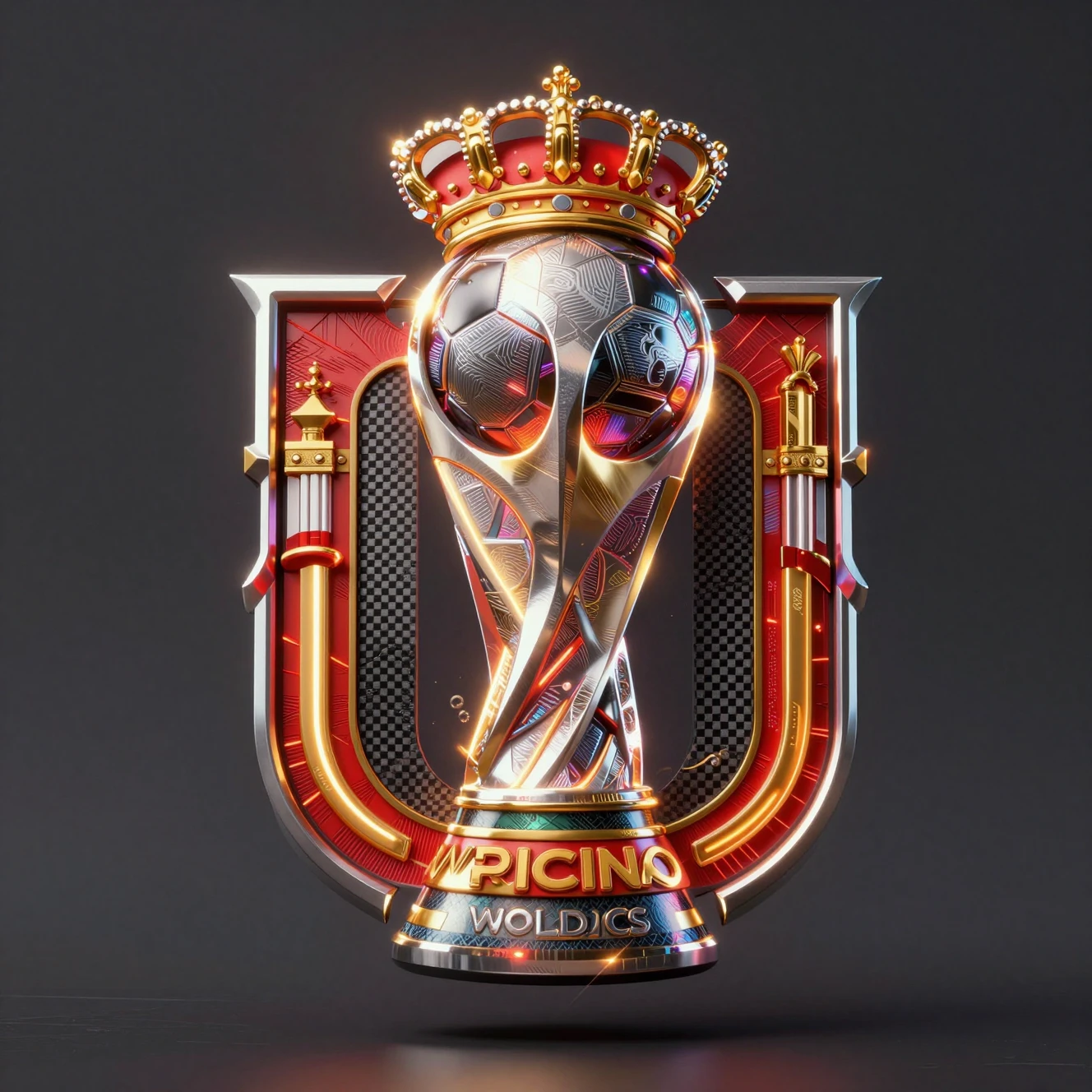 Futuristic red and gold crest logo for Spanish soccer