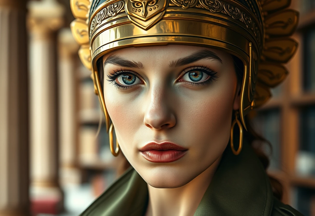 Calm close up portrait of a modern wise young woman