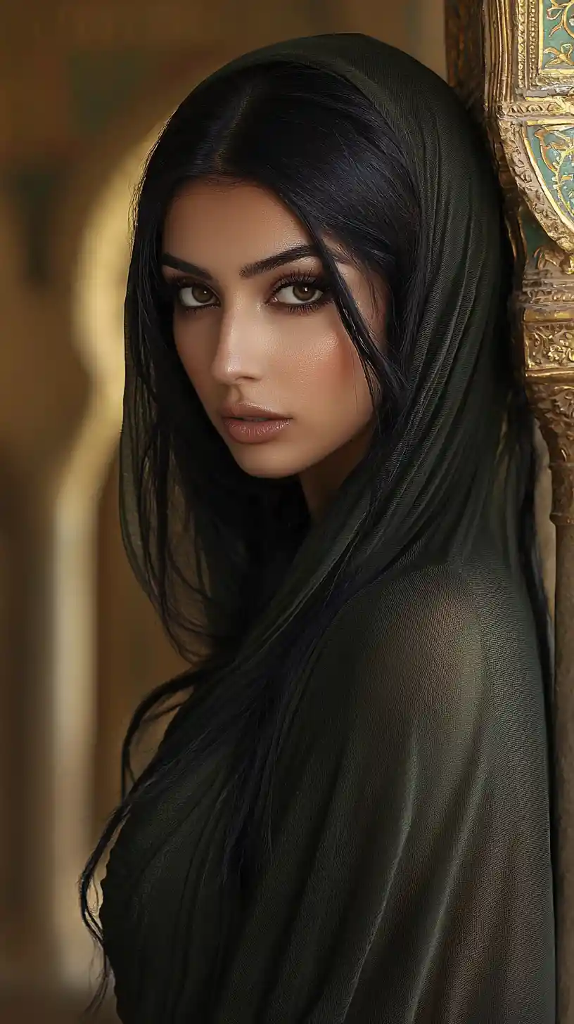 Close up painted portrait of a young woman