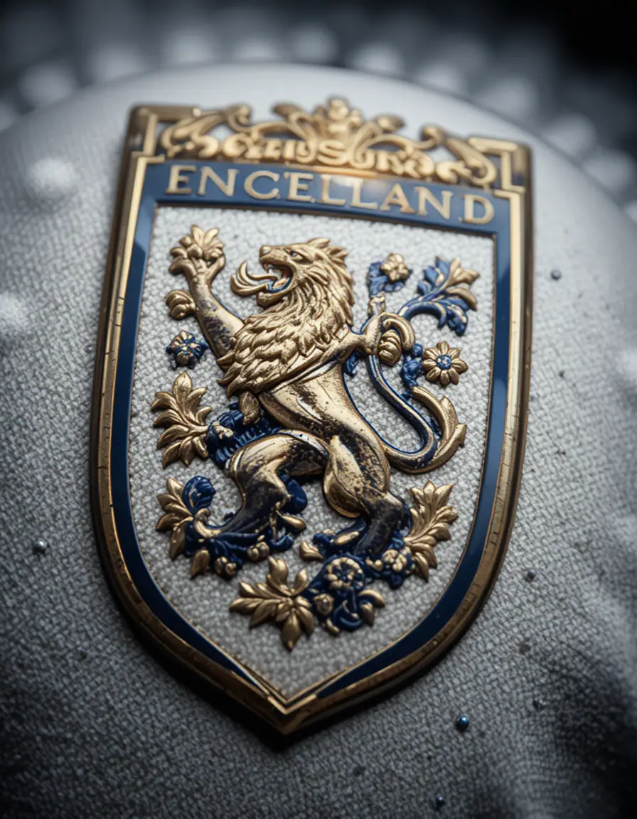 Retro-Drei-Löwen-Fußballwappen mit goldenen und blauen Details