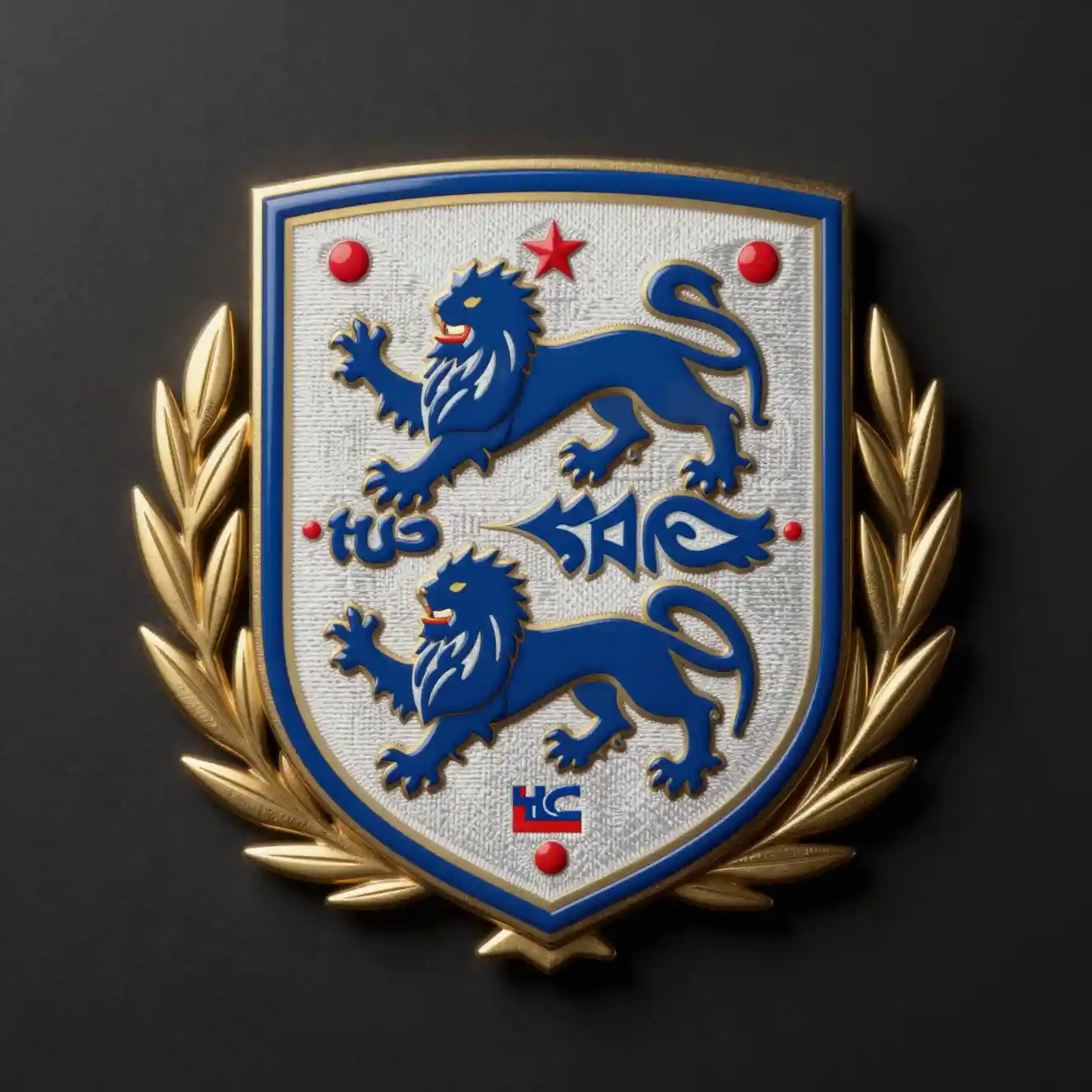 Retro England soccer emblem with three lions crest