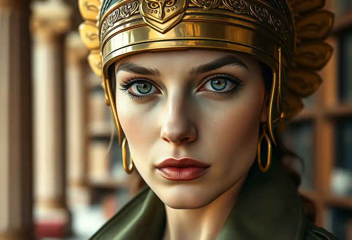 Calm close up portrait of a modern wise young woman