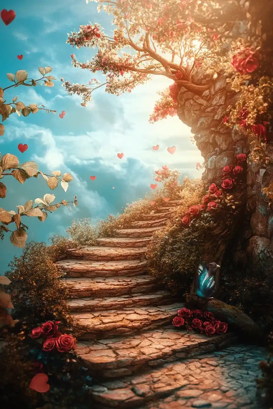Cheerful surreal landscape with vibrant artistic atmosphere