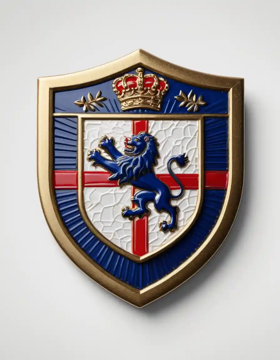 Retro England football emblem with three lions crest