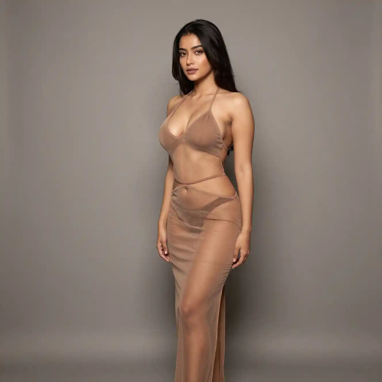 Full body portrait of a young Nepali woman posing