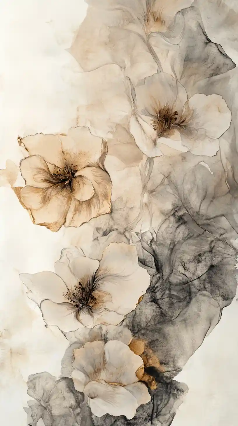 Abstract botanical watercolor forms with hidden overlapping faces