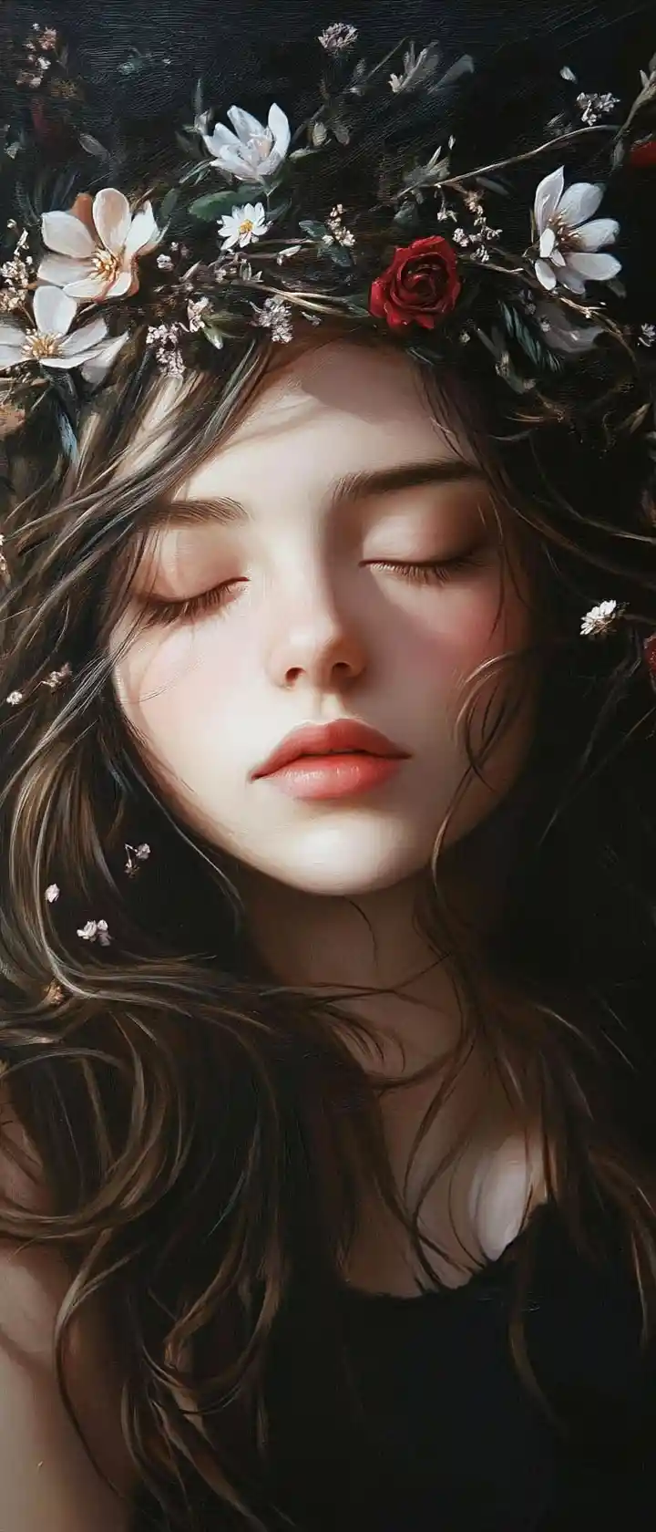 Beautiful fantasy girl emerging from a living painting