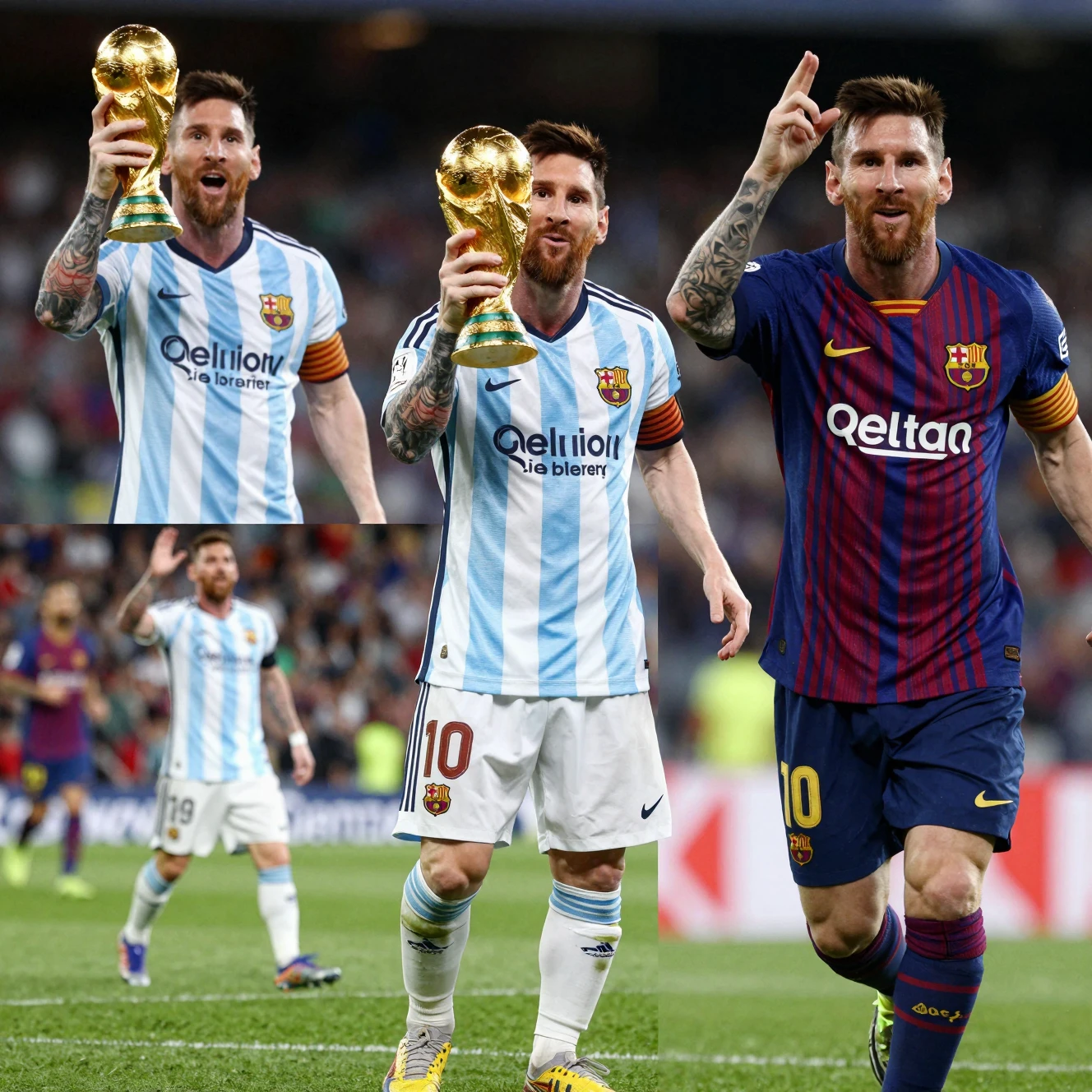Soccer legend lifting the World Cup trophy in celebration