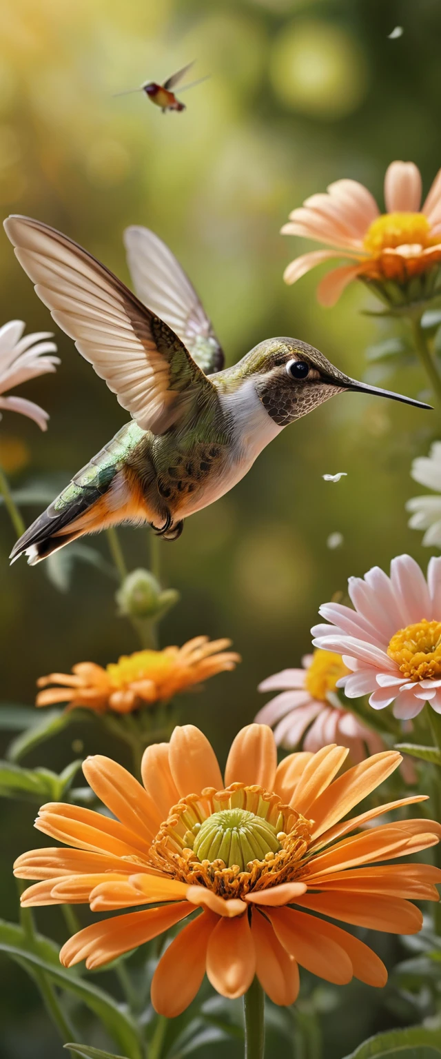 Primer plano de abejas moviéndose con calma entre flores del jardín