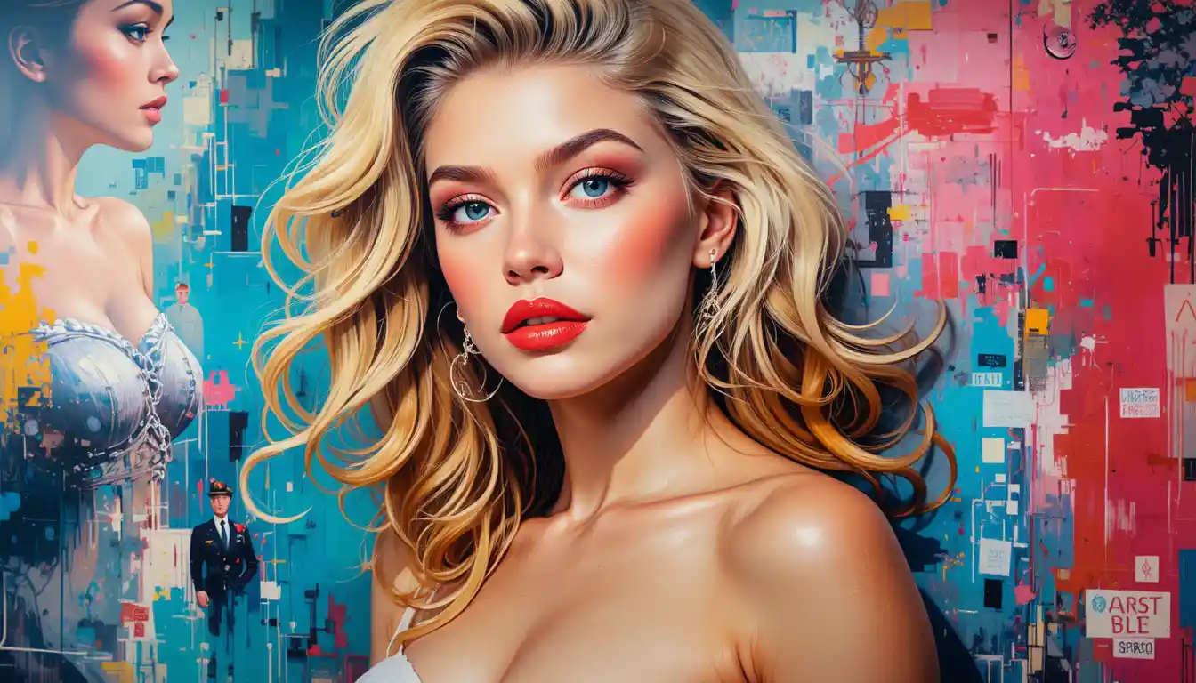 Full body pin up illustration of a blonde woman