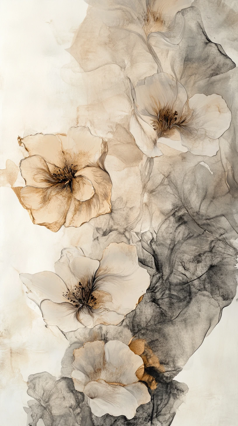 Abstract botanical watercolor forms with hidden overlapping faces