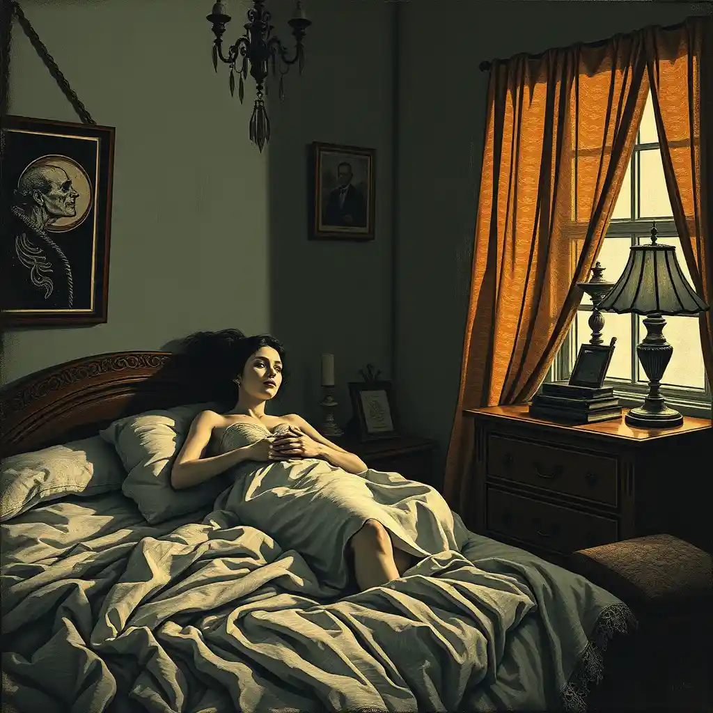 Man Lying In Bed Lost In Dark Murderous Thoughts