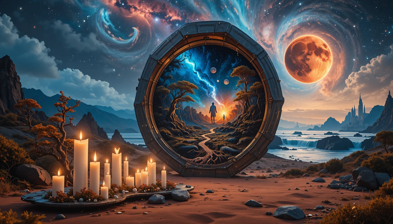 Human and AI sharing a glowing sphere of cosmic knowledge