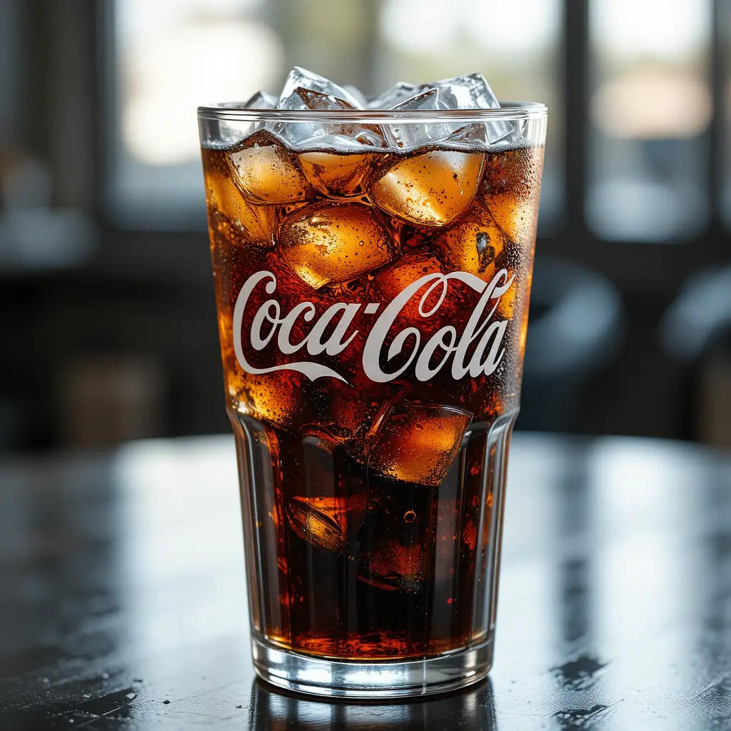 Close up of a fresh cola drink in a fancy glass