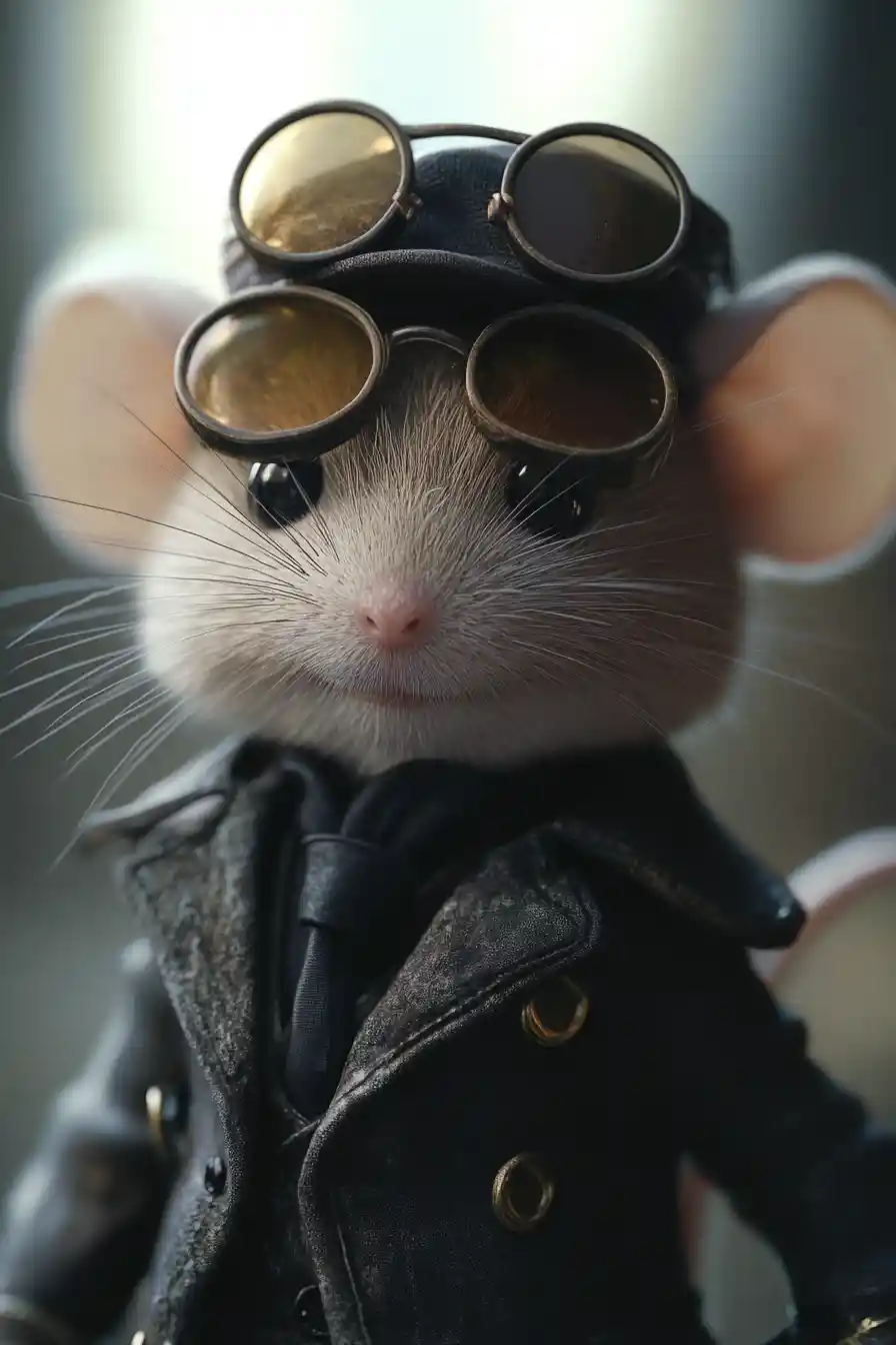 Cute fantasy mouse gangster in dramatic artistic style