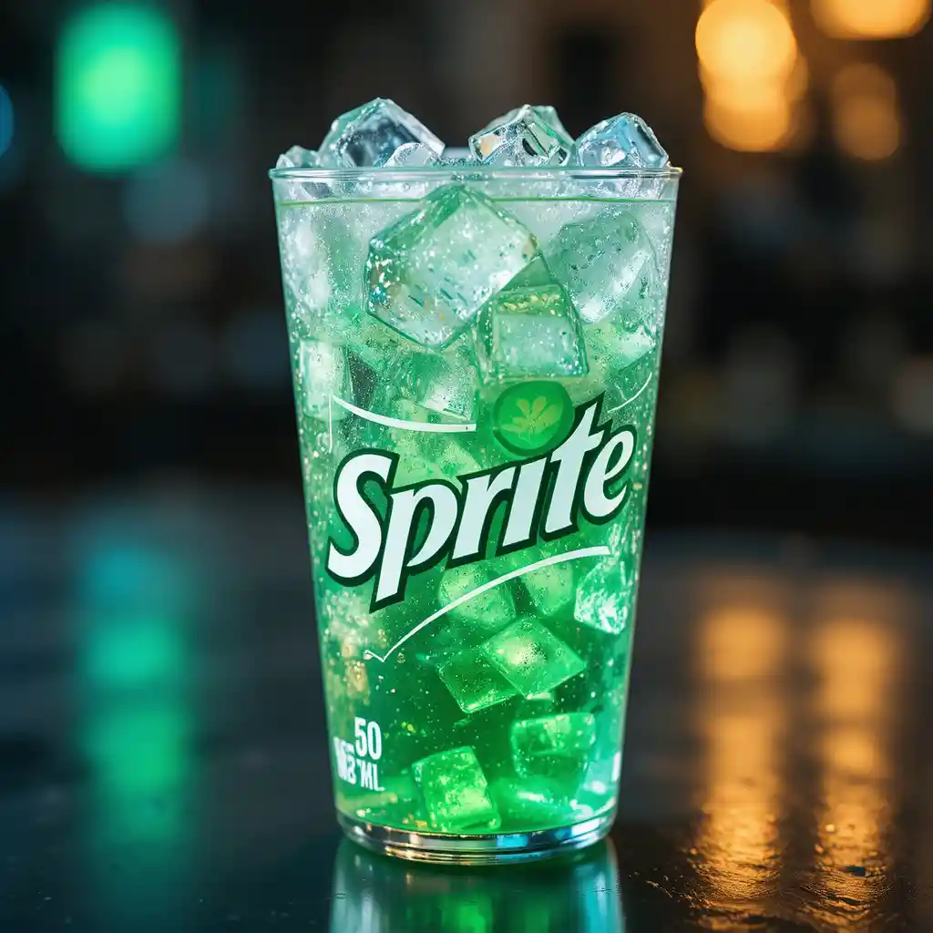 Clear soda in a fancy cup floating in outer space